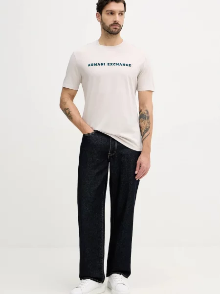 Футболка Armani Exchange з принтом бежевий