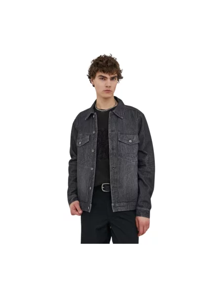Wood Wood kurtka jeansowa Ivan Denim czarny przejściowa szara