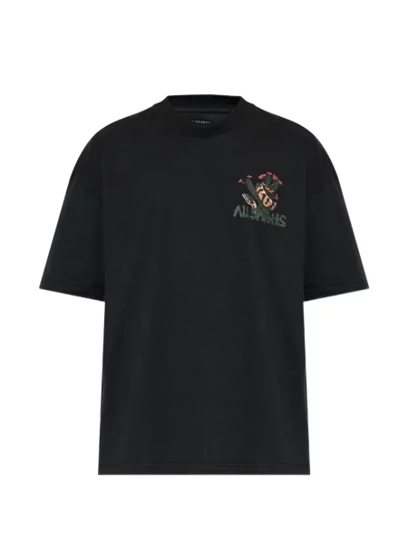 Tricou Allsaints cu imagine cu model piele de șarpe negru