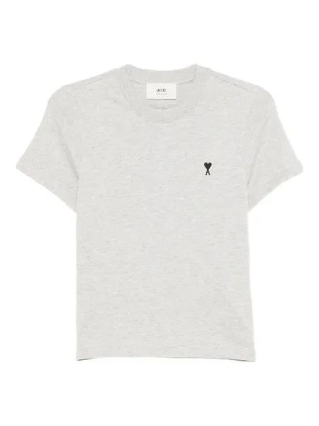 Tricou Ami Paris cu broderie gri
