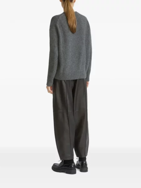 Pantaloni Yves Salomon din piele maro