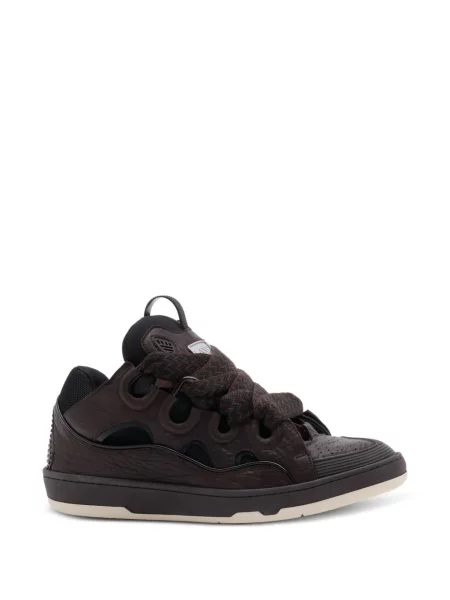 Sneakerși Lanvin cu șireturi din dantelă maro