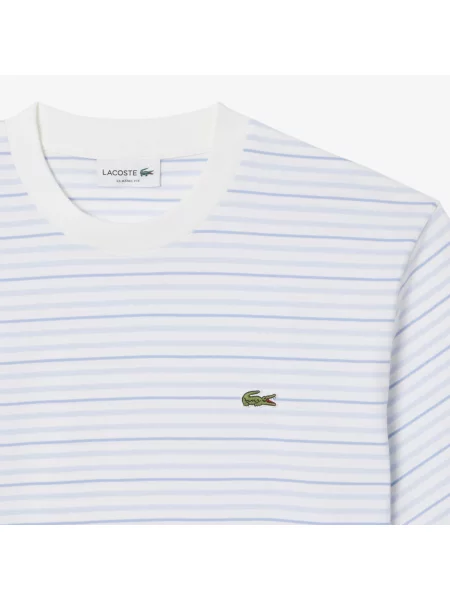 Lacoste T-Shirt Z Okrągłym Dekoltem W Paski Classic Fit biały