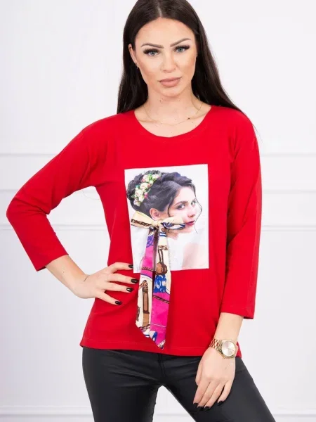 Bluză Kesi cu funde roșu