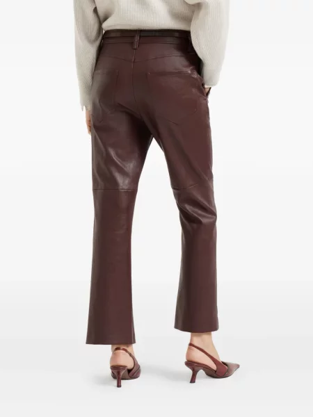 Pantaloni Brunello Cucinelli din piele maro