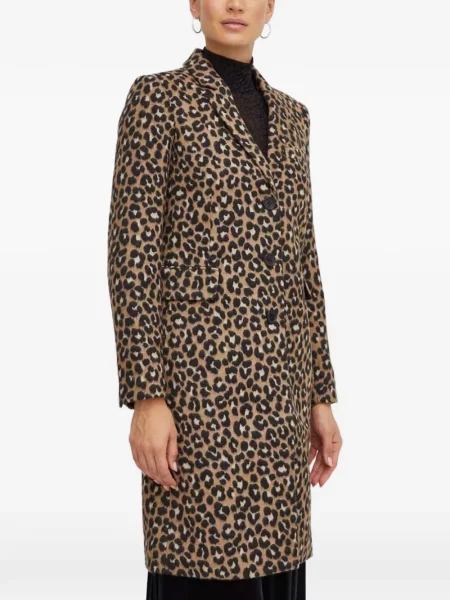 Palton Michael Michael Kors cu model leopard din jacard maro
