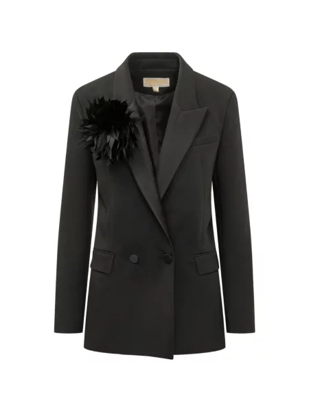 Sacou Michael Michael Kors cu pene din satin cu dungi negru