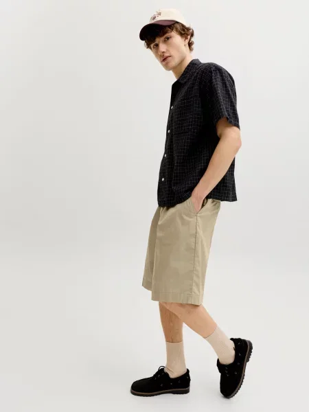 JACK & JONES Klostuotos kelnės JPSTOWEN rusvai žalia