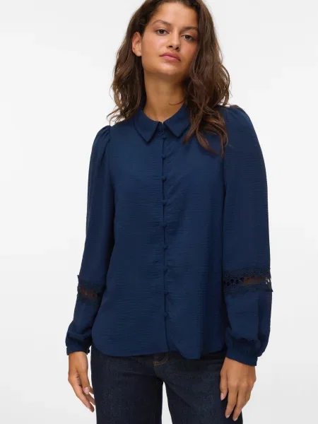 VERO MODA Blúz VMALVA tengerészkék