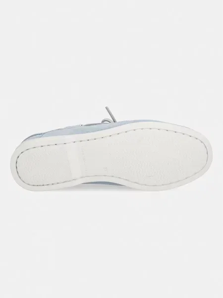 Tommy Hilfiger мокасини дамски от велур HILFIGER SUEDE BOAT SHOE синьо