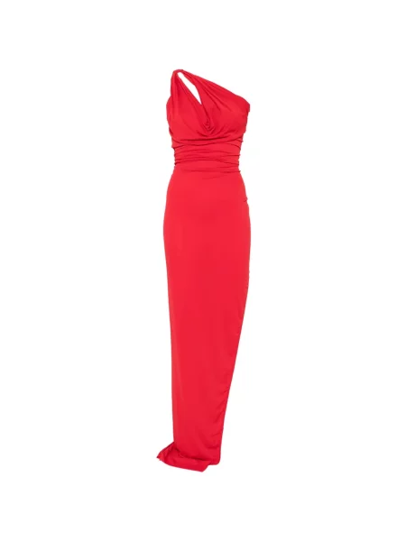 Rochie maxi Rick Owens Lilies drapată cu un umăr gol roșu