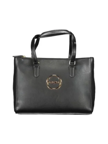 Lniana shopperka Valentino By Mario Valentino czarna