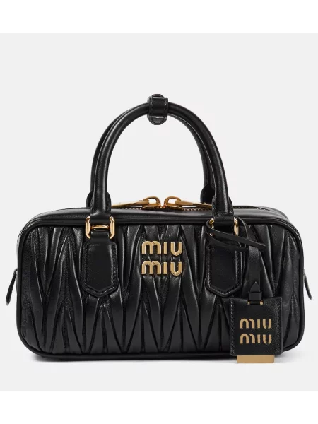 Geantă shopper Miu Miu din piele negru