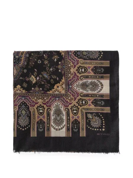 Fular Etro cu imagine cu model paisley negru