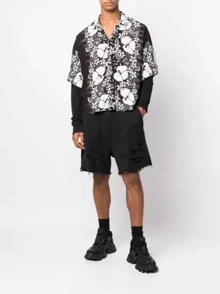 Koszula Dsquared2 w kwiatki z nadrukiem czarna