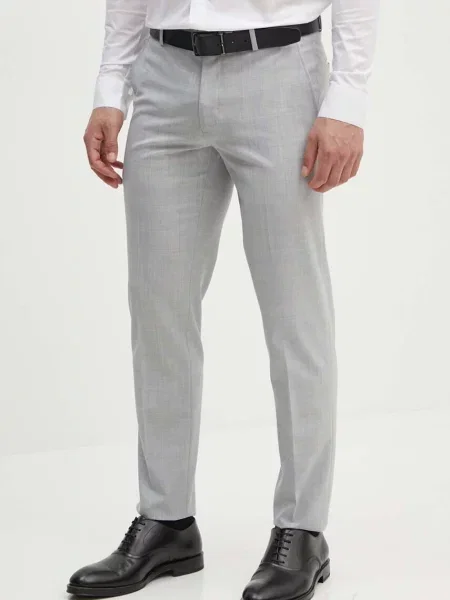 Michael Kors pantaloni de lana drept gri