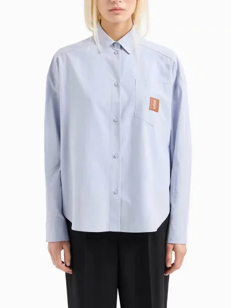 Рубашка Armani Exchange из лиоцела голубая
