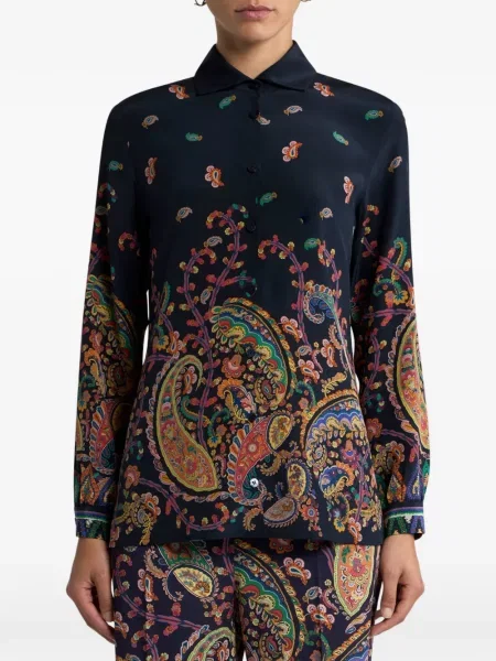 Cămașă Etro cu imagine cu model paisley albastru