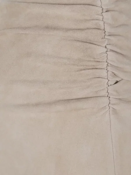 Fustă midi Stouls din piele de căprioară cu volane