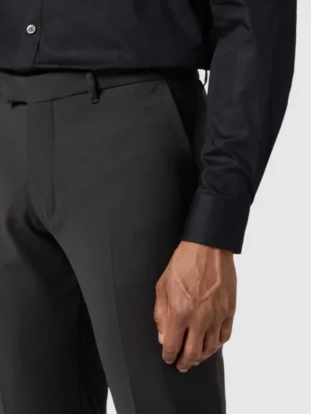 Spodnie garniturowe o kroju slim fit z dodatkiem wełny model „Piet” – „Drynamic” Drykorn czarne
