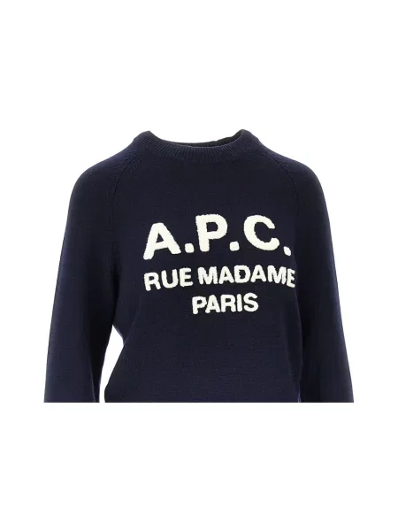 Sweter A.p.c. wełniany z logo niebieski