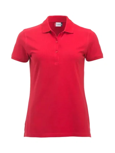 Clique Classic Marion S/S polo z bawełny nowoczesny krój – red czerwona