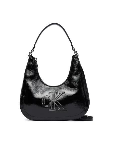 Calvin Klein Torba preko ramena BOLD CK OUTLINE' crna