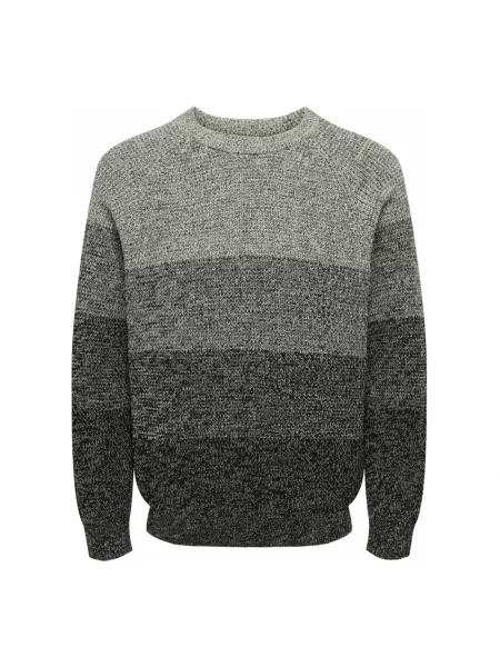Sweter z dzianiny o kroju relaxed fit z czystej bawełny model ‘BIRK’ Only & Sons szary