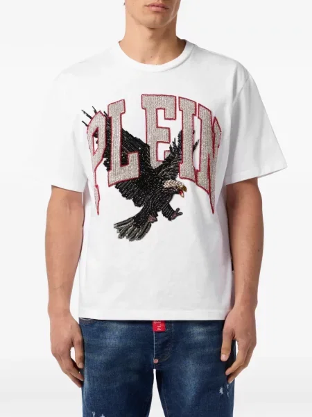 Tricou Philipp Plein cu decolteu rotund alb