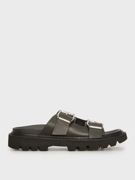 Шкіряні шльопанці Tommy Jeans чорні