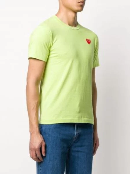 Tričko Comme Des Garçons Play s výšivkou s kulatým výstřihem se srdcovým vzorem zelené