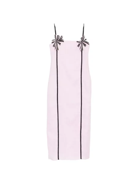 Rochie midi Cala De La Cruz cu model floral cu aplicații roz