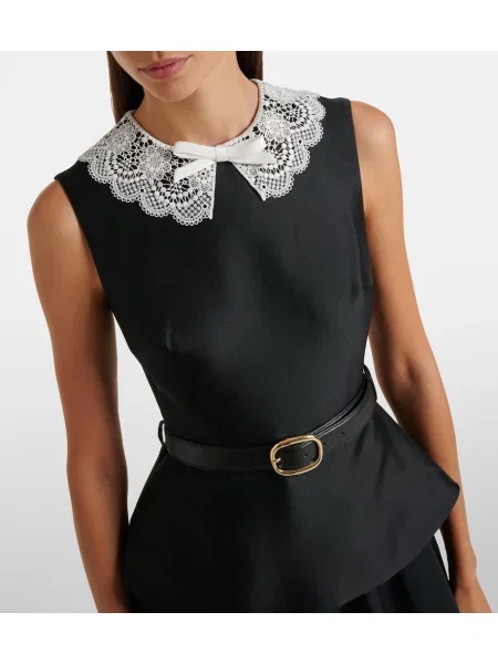 Tafta cu centură rochie midi Self-portrait negru