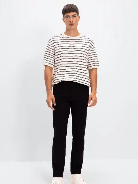 Pantaloni chino Defacto din canvas negru