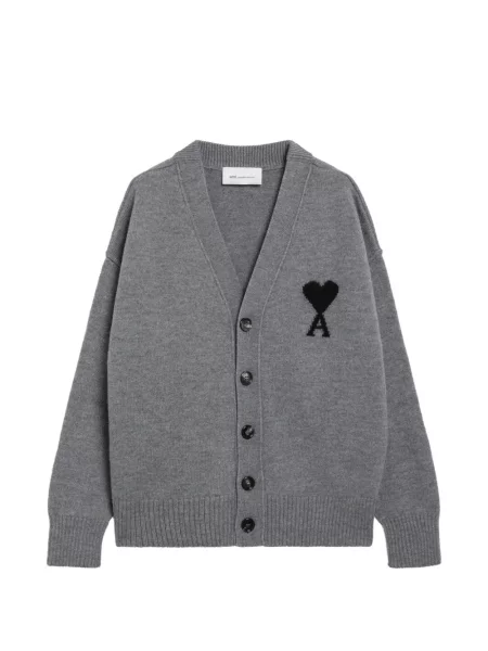 Cardigan Ami Paris cu decolteu în V gri