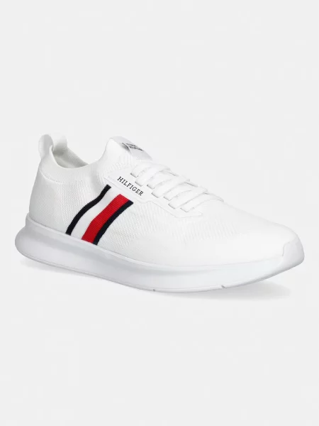 Ușor pantofi Tommy Hilfiger tricotate alb