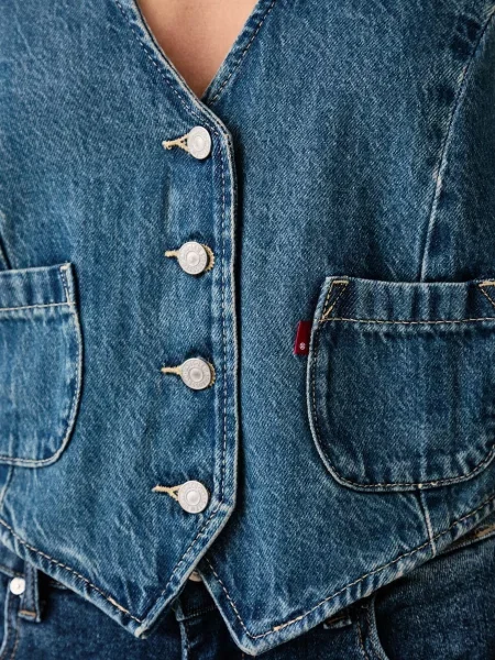 Levi's елек дамски от деним TAILORED DENIM синьо