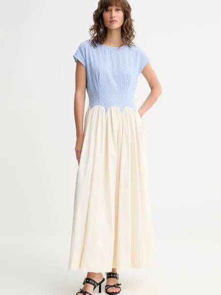 Never Fully Dressed rochie din Monika maxi evazați albastru