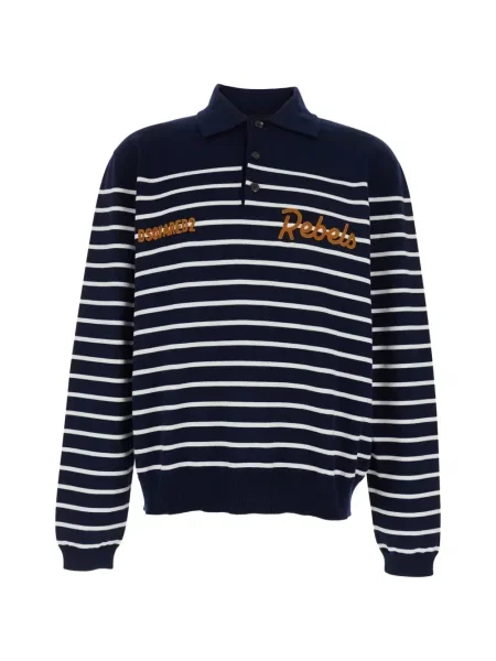 Polo Dsquared2 cu broderie cu dungi albastru