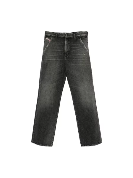 Jeansy straight leg Diesel czarne