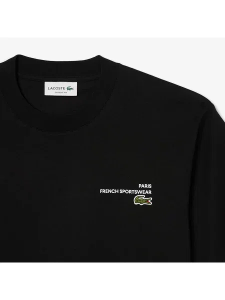 Lacoste T-Shirt Z Dżerseju Z Motywem Nadruku czarny