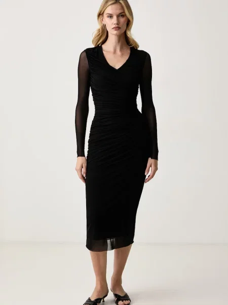 Silvian Heach rochie drapată JAMMIS negru