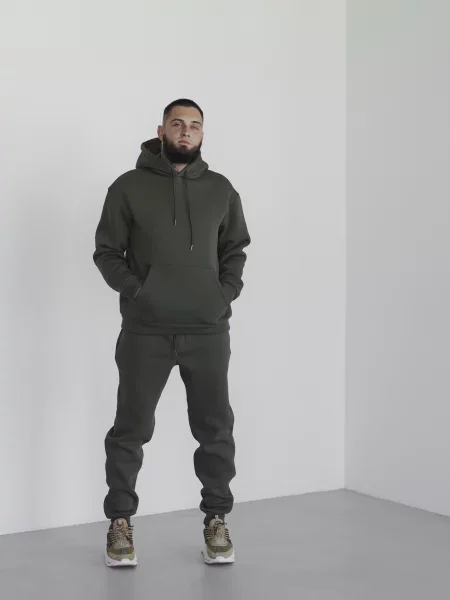 Флисовый костюмный спортивный костюм Handy Wear с капюшоном хаки
