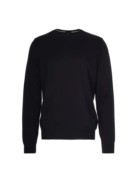 BOSS sweter z wełny dziewiczej Botto Mężczyźni wełna ze strzyży jednolity S czarny