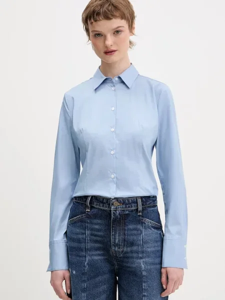 Srajca HUGO The Fitted Shirt modra