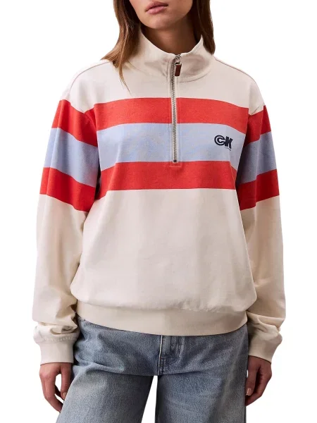 Geacă Calvin Klein cu dungi albastru