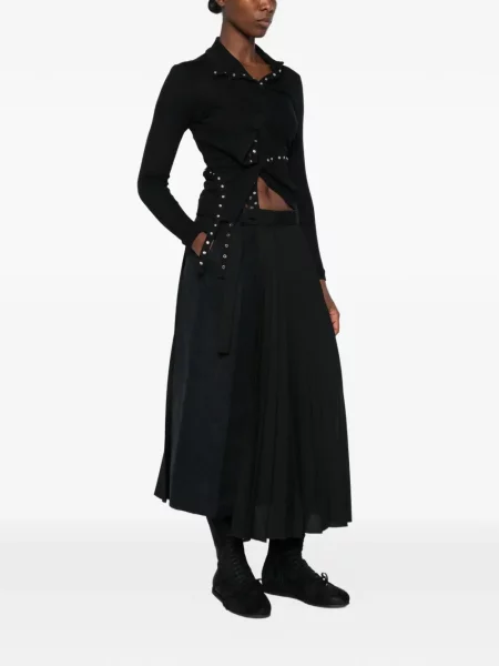 Fusta maxi Sacai cu model herringbone negru