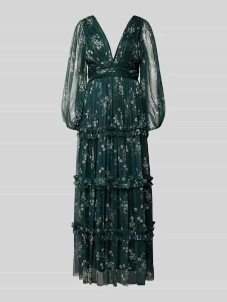 Sukienka wieczorowa z efektem stopniowania z dekoltem w serek Lace & Beads