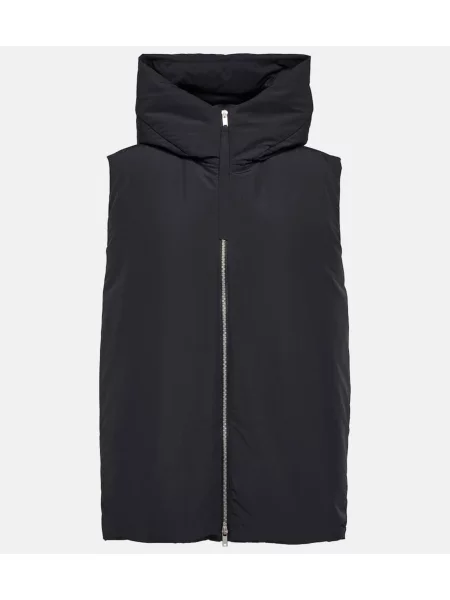 Vestă din puf Jil Sander cu glugă negru