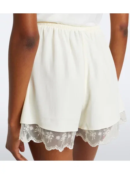 Pantaloni scurți Simone Rocha din satin bej